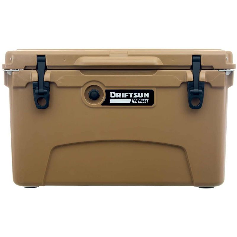 Driftsun Heavy Duty Rotomolded Thermoplastic UV Resistant Portable 45 Quart Insulated Hardside Ice Chest Beverage Cooler, Tan