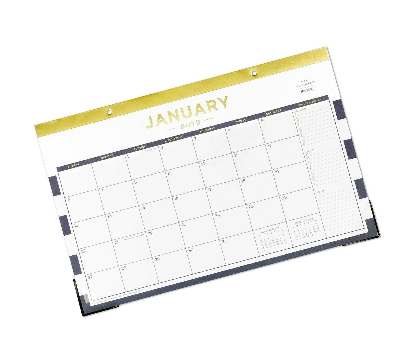 Day Designer for Blue Sky 2019 Monthly Desk Pad Calendar, 17" x 11", Navy Str...