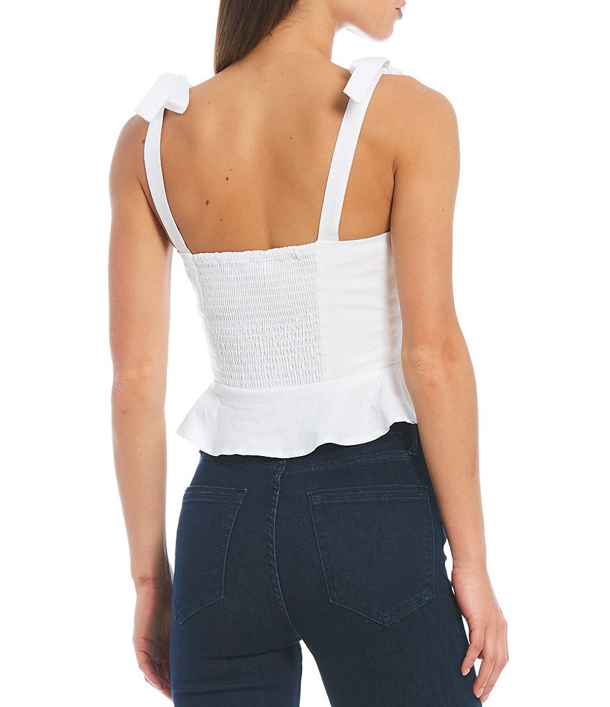 Gianni Bini Woven Lee Peplum Sleeveless Tie Blouse