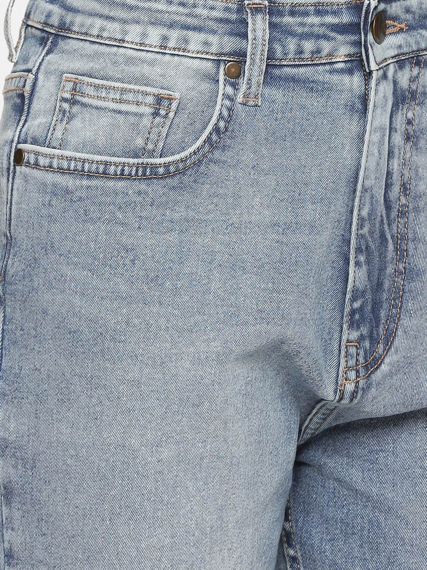 ISU Blue Cotton Mid Rise Jeans