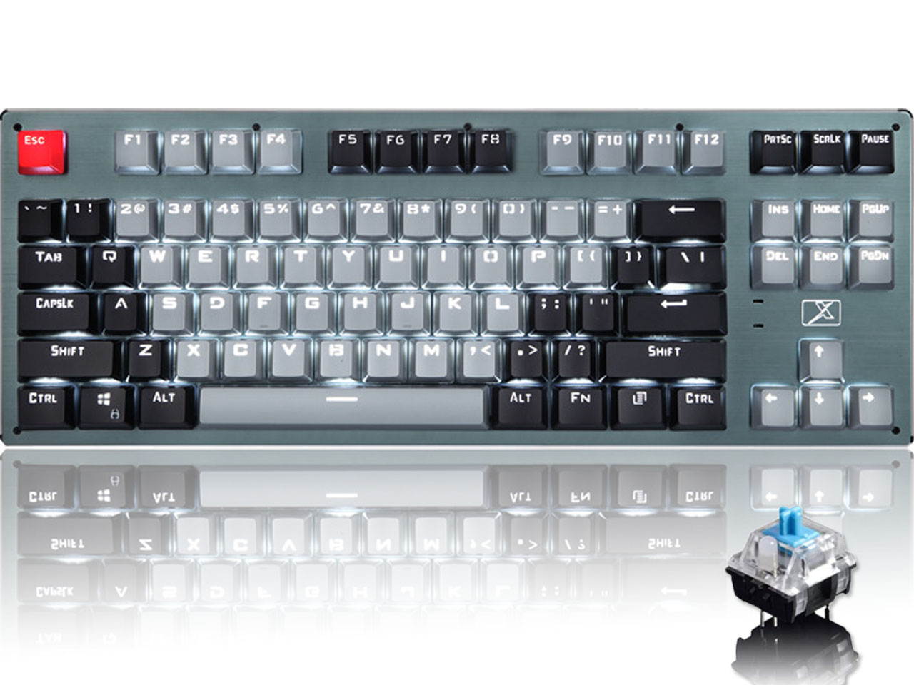 HSCCGI Mechanical Bluetooth 3.0 Wired/Wireless 87 Keys Multi-Device LED Backlit Gaming/Office Keyboard for iOS, Android, Windows and Mac with Rechargeable Battery, Blue Switch - GrayBlack