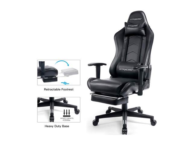 GTRACING Big and Tall Gaming Chair with Footrest Heavy Duty Adjustable Recliner with Headrest Lumbar Support Pillow High Back Ergonomic Leather Racing Computer Desk Executive Office Chair