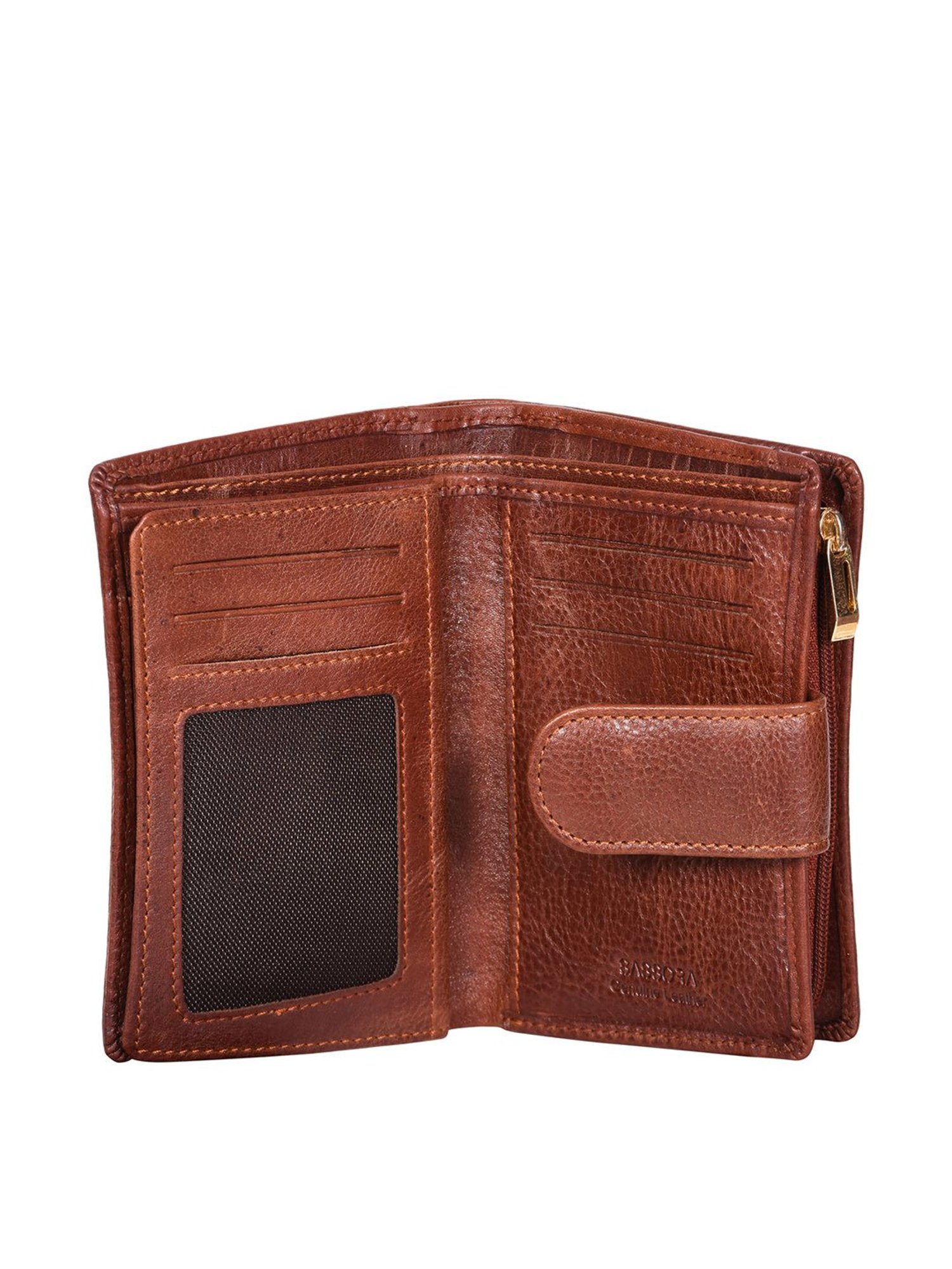 SASSORA Brown Solid Rfid Bi-Fold Wallet for Women