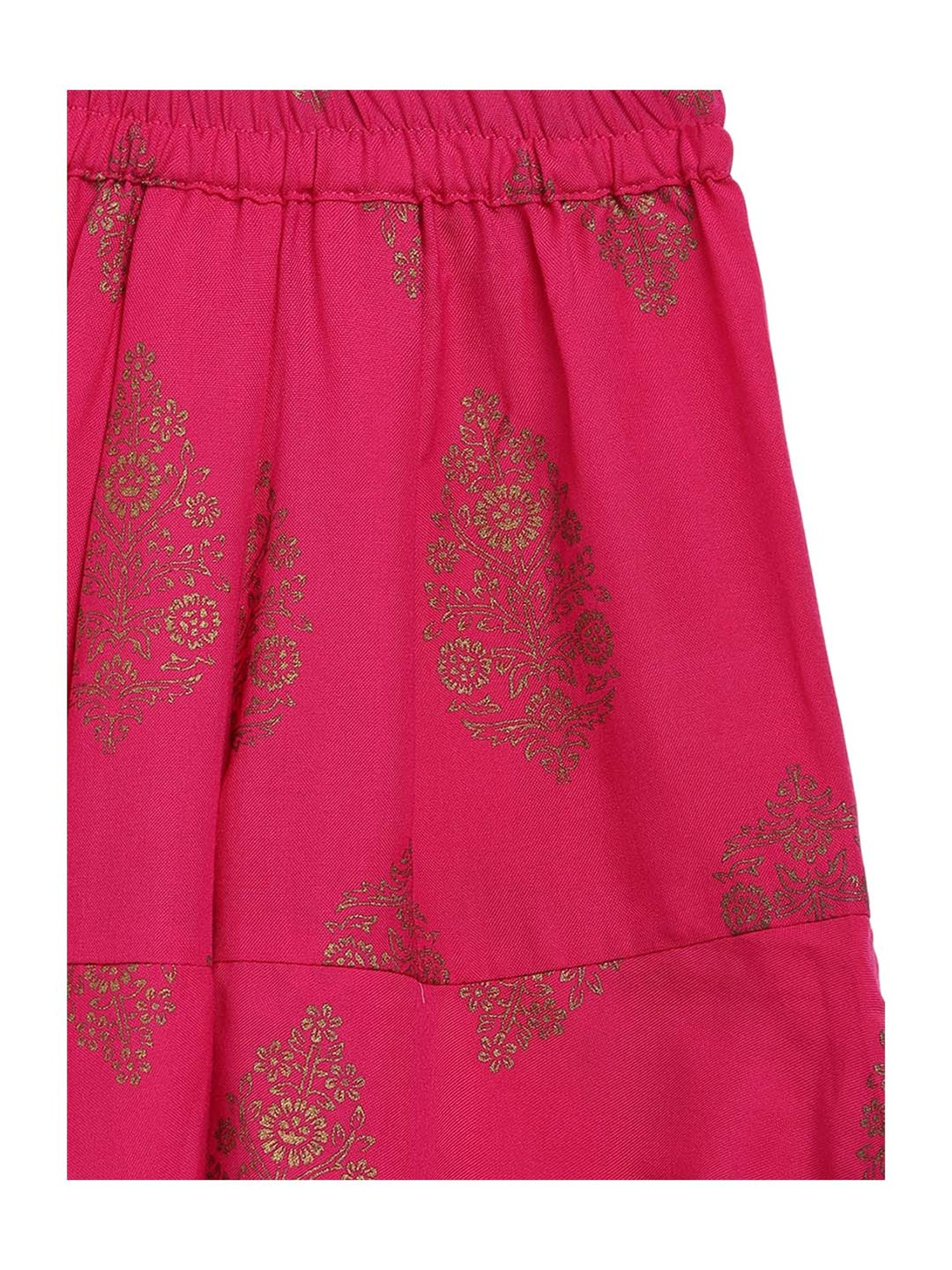 Ahalyaa Kids Pink Printed Kurta & Dupatta With Sharara