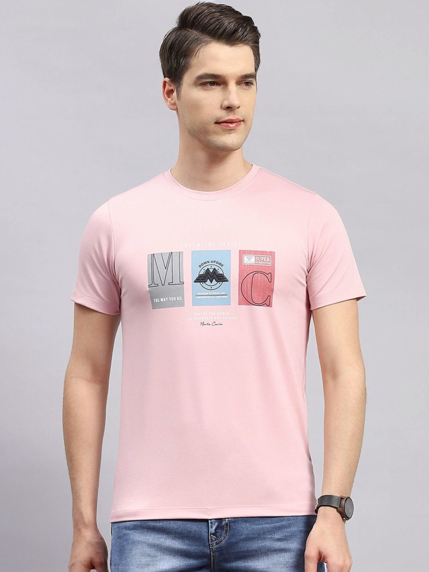 Monte Carlo Pink Regular Fit Printed T-Shirt