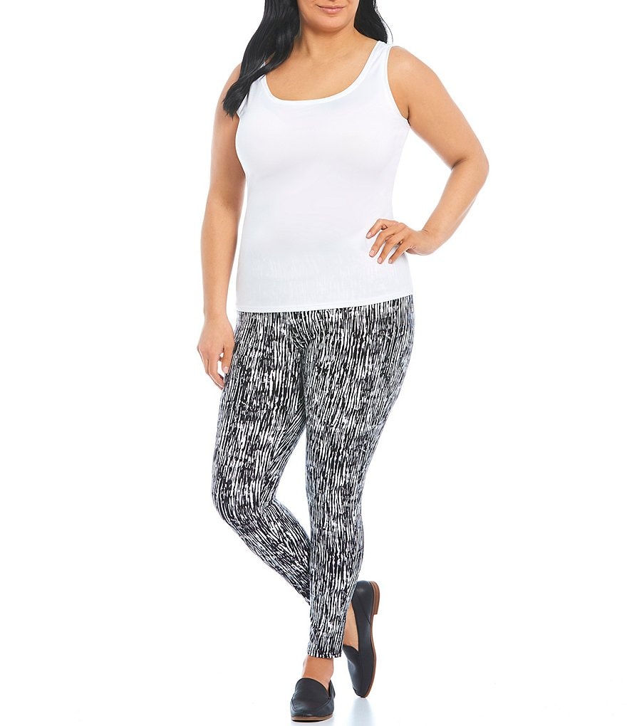 Intro Plus Size Solid Double Knit Tummy Control Leggings