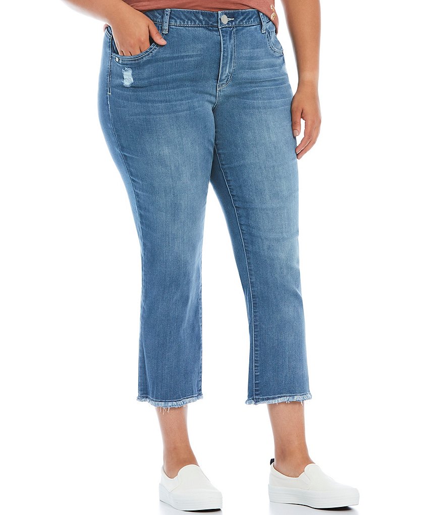 Democracy Plus Size #double;Ab#double;solution High Rise Slim Straight Leg Frayed Hem Jeans