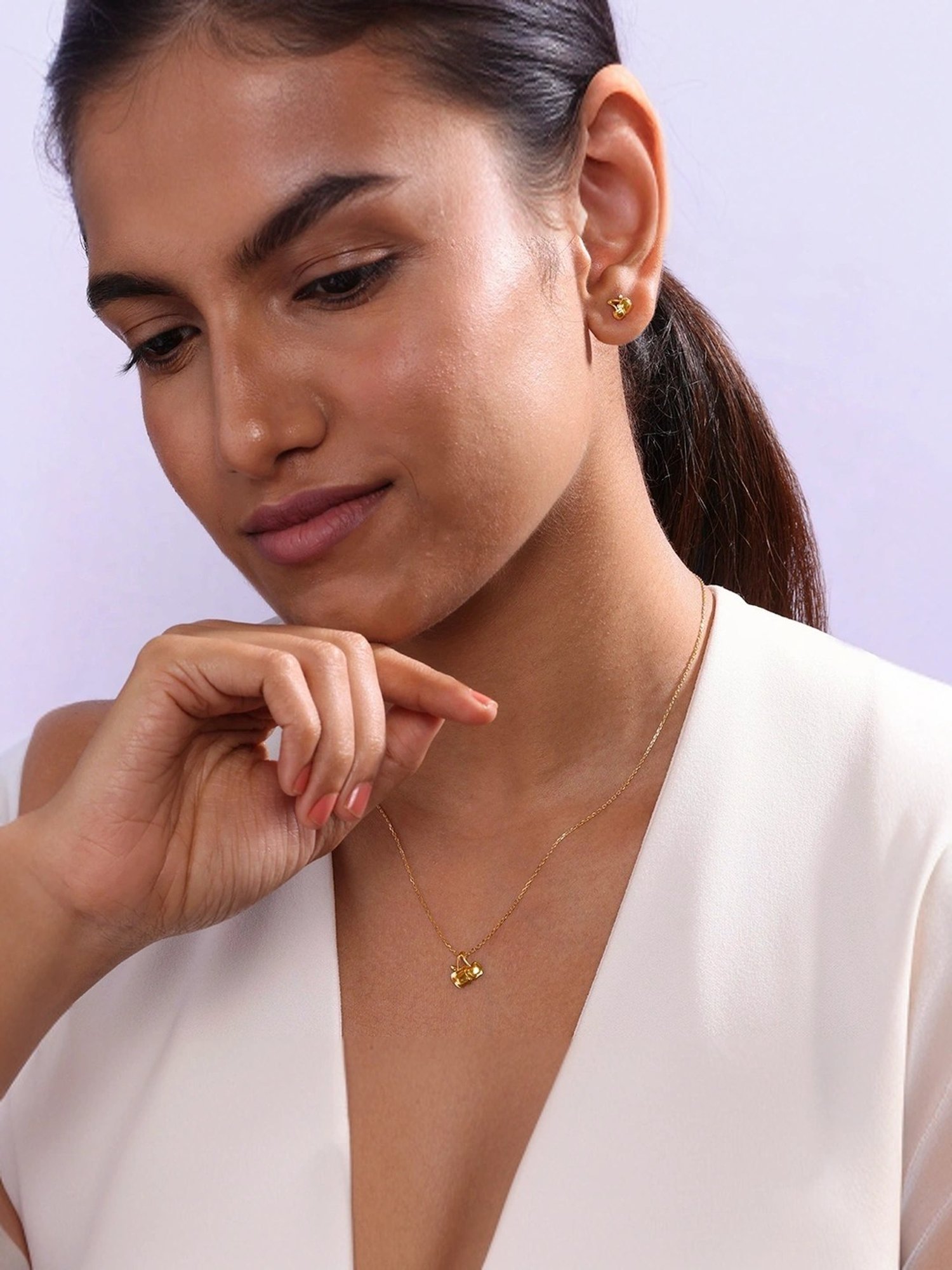 Mia by Tanishq Apple Charm 14k Gold Necklace Set