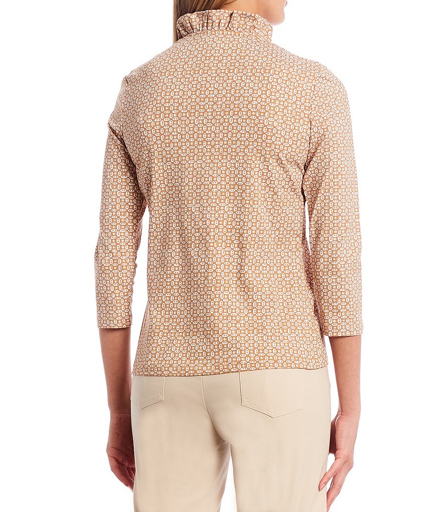 J.McLaughlin Durham Ruffle V-Neck 3/4 Sleeve Top