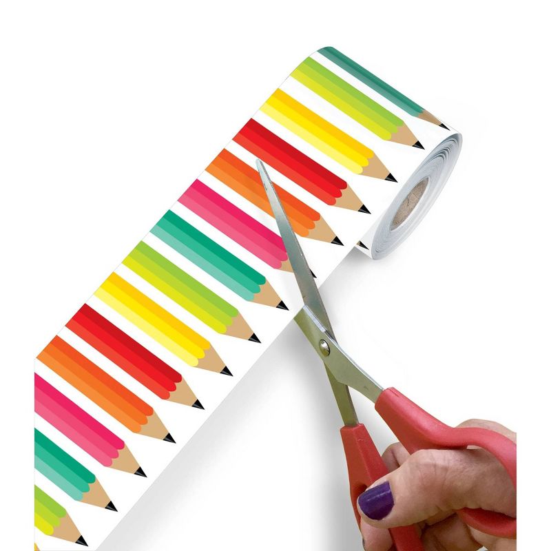 12pk 36ft Schoolgirl Style Pencils Classroom Borders Black White and Stylish Brights - Carson Dellosa