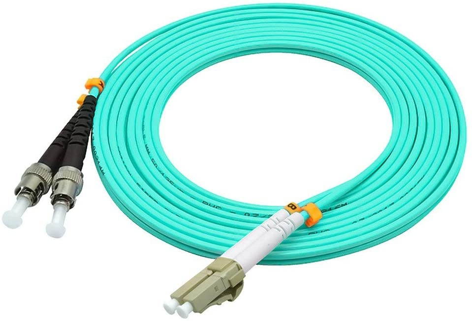 Jeirdus 1Meter 3ft LC to ST Duplex 50/125 10G OM3 Multi-Mode Fiber Optic Cable Jumper Optical Patch Cord LC-ST
