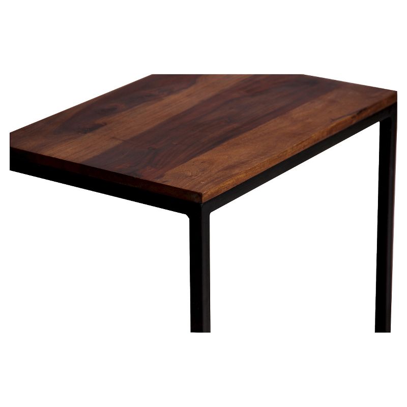 3pc Reclaimed Sheesham Wood and Iron Nesting Table Set Natural- Timbergirl