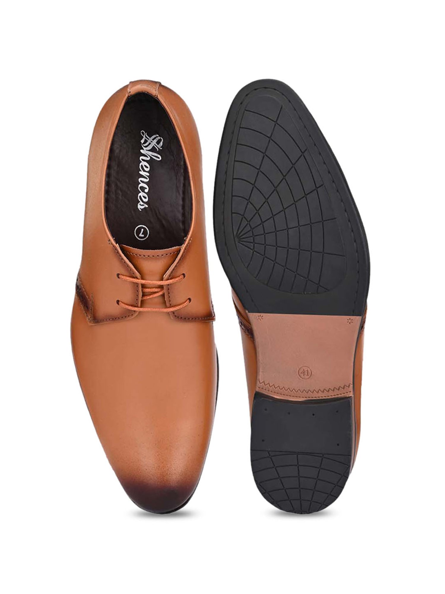 Shences Men's Tan Derby Shoes