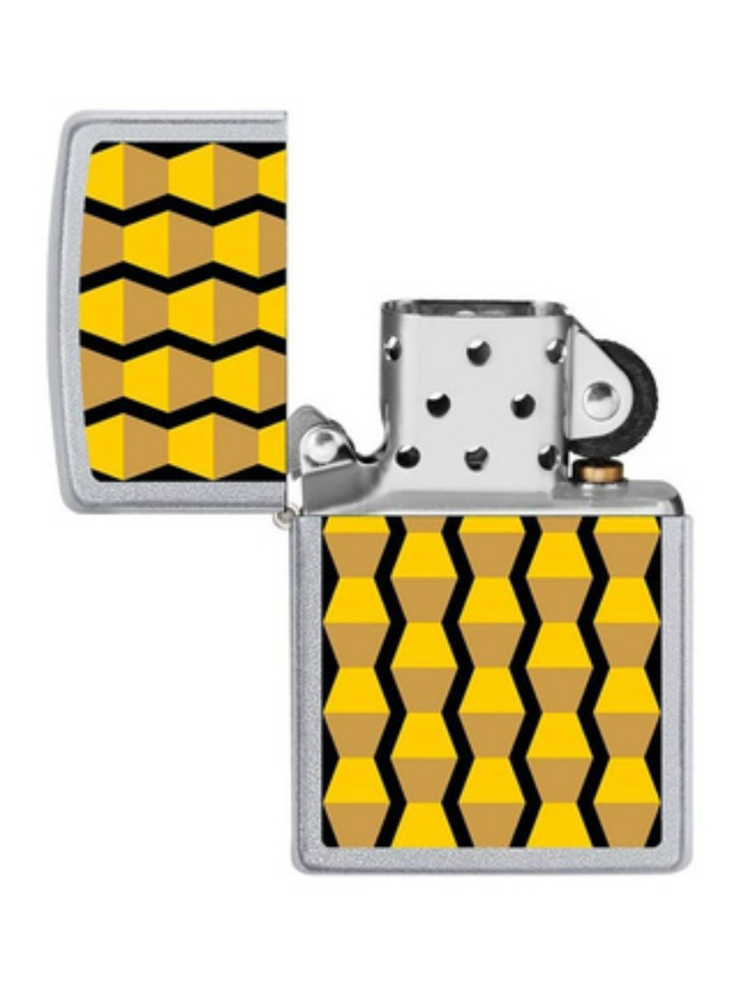 Zippo Yellow Endless Column Design Satin Brass Pocket Lighter