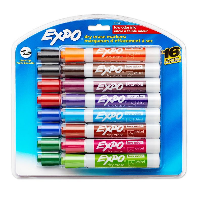 EXPO Low Odor Dry Erase Marker Chisel Tip Assorted 16/Set 81045