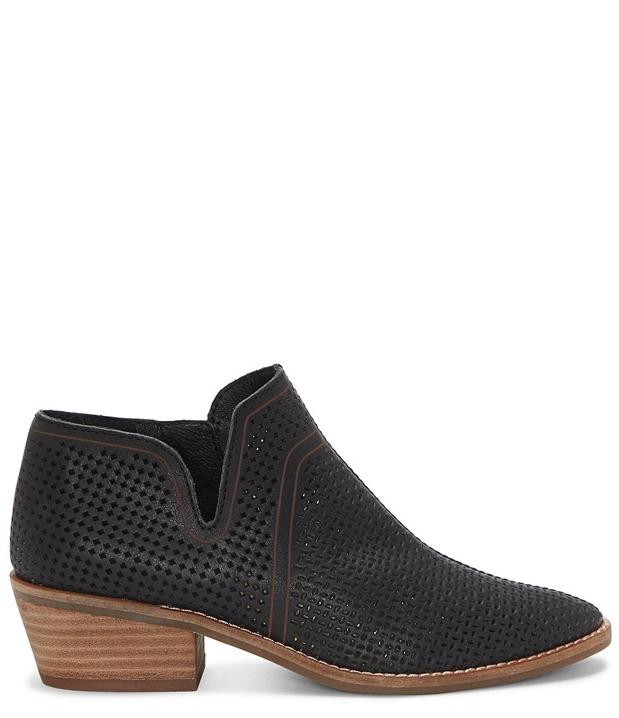 Lucky Brand Feyan Perforated Leather Block Heel Booties