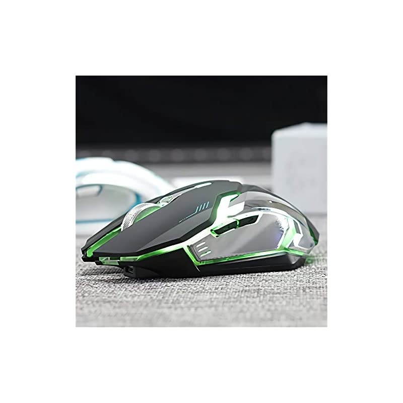 C9s (Updated Version) Wireless Gaming Mouse, Rechargeable Silent Click Mice with Nano Receiver, Changing Breathing Backlit, 3 Adjustable DPI Up to 2400 for Laptop, PC, MacBook (C9s Black)