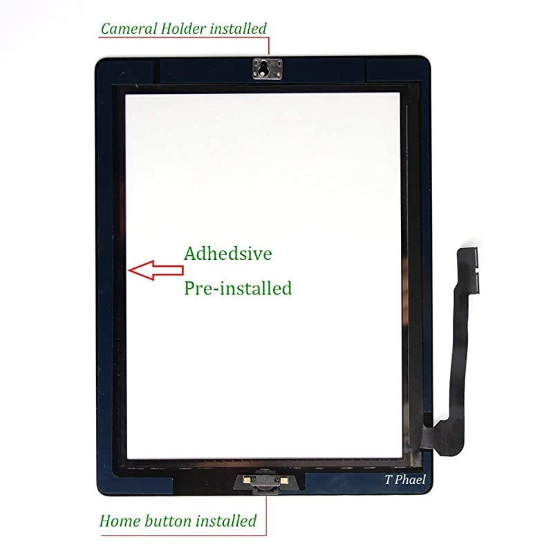 Black Screen Replacemenfor iPad 3 A1416 A1430 A1403iPad3 Touch Screen Digitizer FronGlass Assembly Includes Home Button +Camera Holder+ PreInstalled Adhesive +Tools Kit
