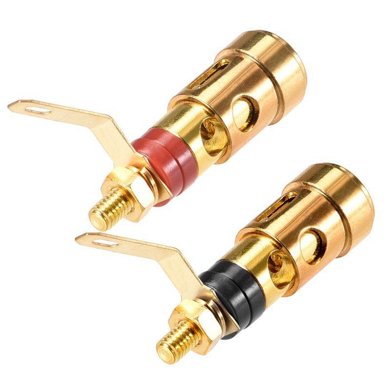 3Pairs 5mm Banana Jack Binding Post Gold Plated Female Socket Plug Speaker Terminal Connector for Loudspeaker Amplifier (Red and Black Rubber Ring)