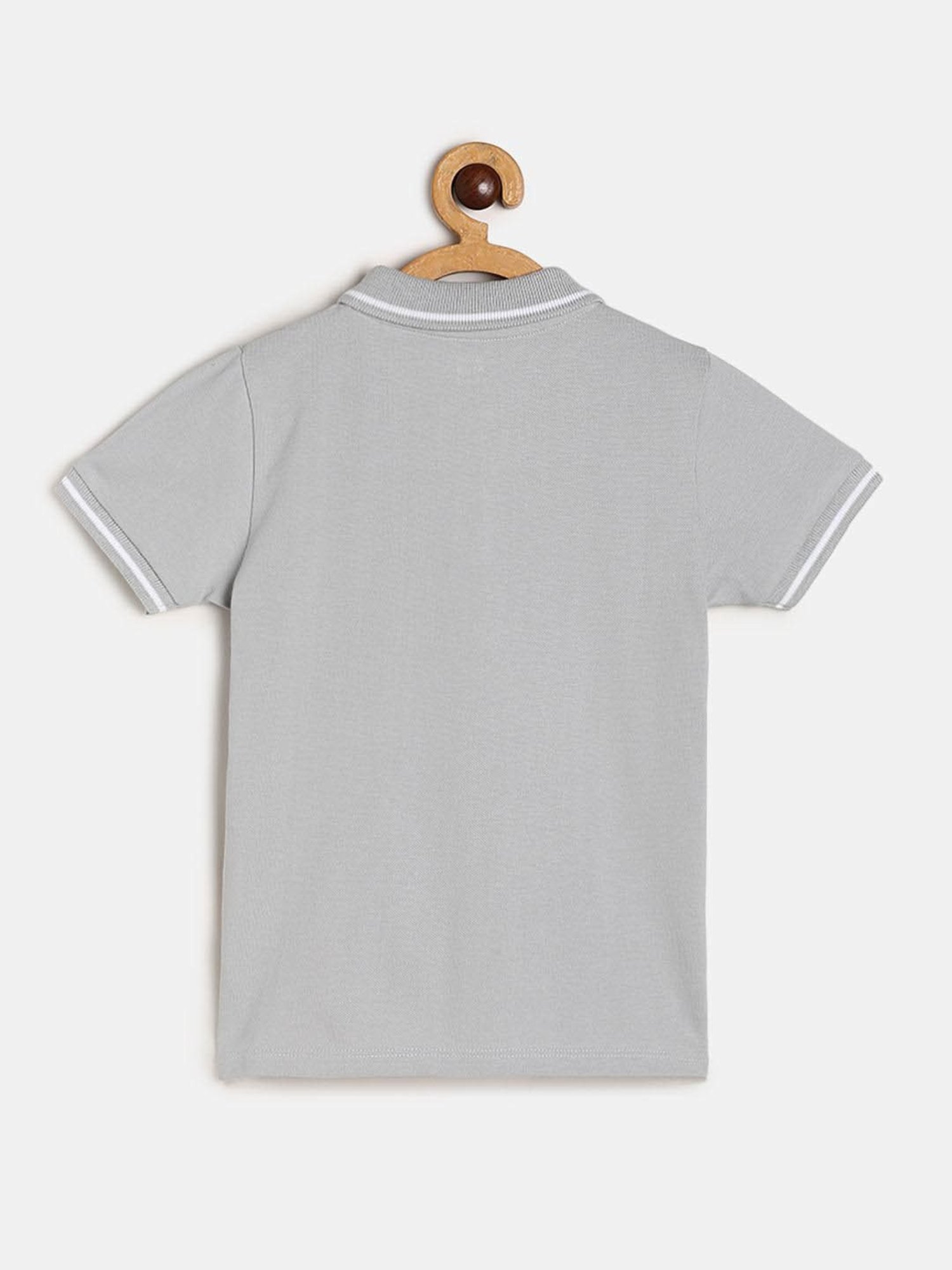 MINIKLUB Kids Grey Solid Polo T-Shirt
