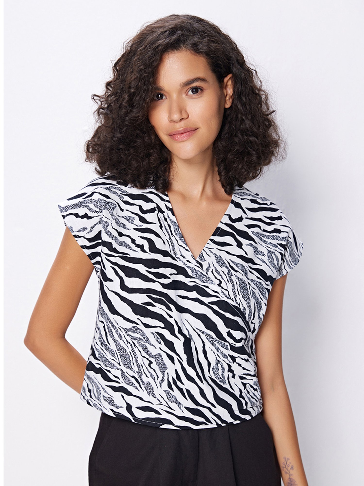 Cover Story Black & White Animal Print Top