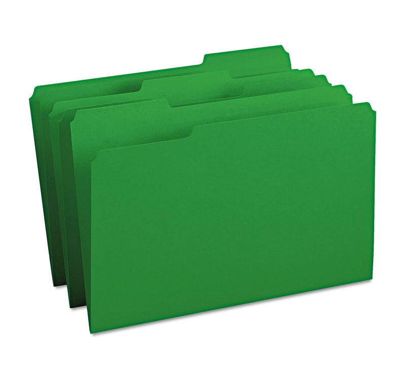 Smead File Folders 1/3 Cut Top Tab Legal Green 100/Box 17143