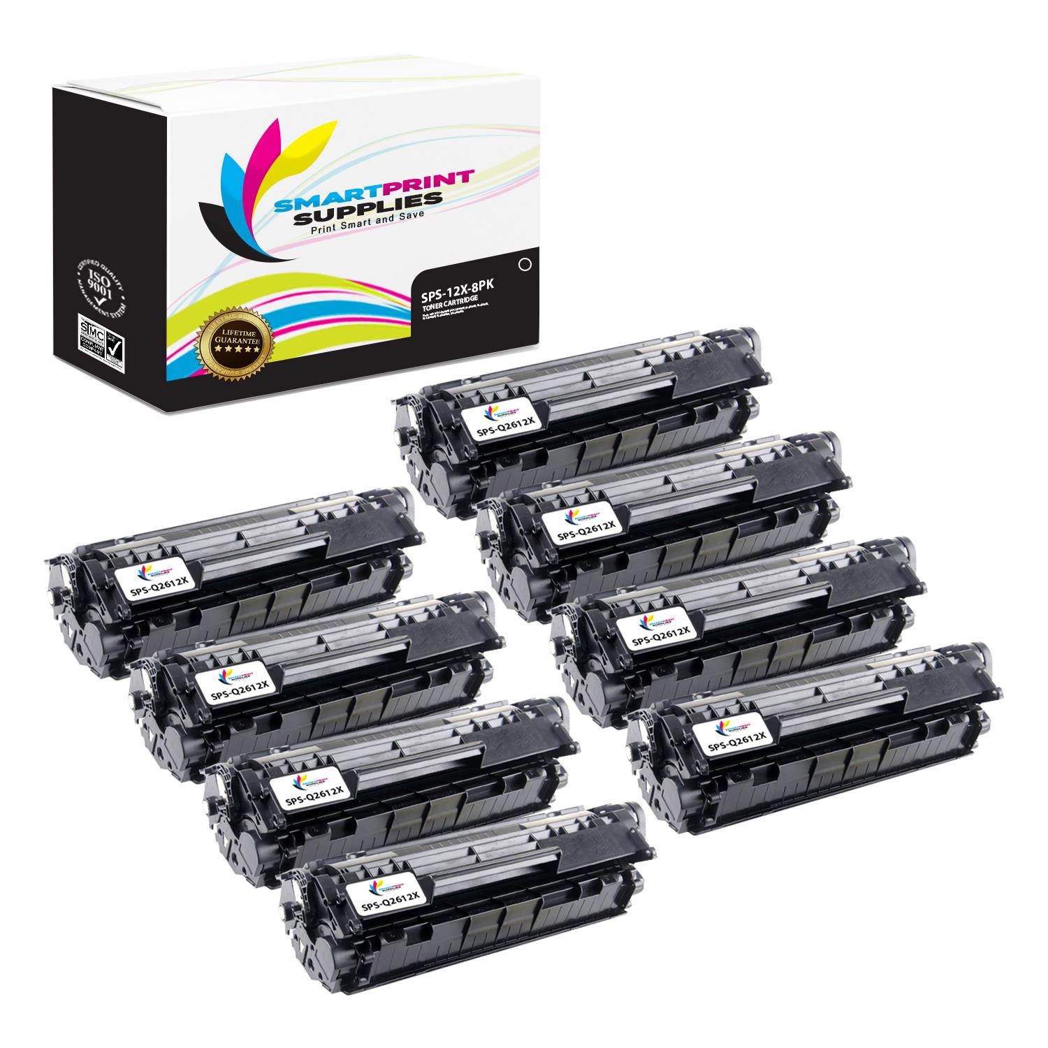 Smart Print Supplies Compatible 12X Q2612X Black High Yield Toner Cartridge Replacement for HP LaserJet 1010 1012 1015 3015 3050 Printers (4,000 Pages) - 8 Pack