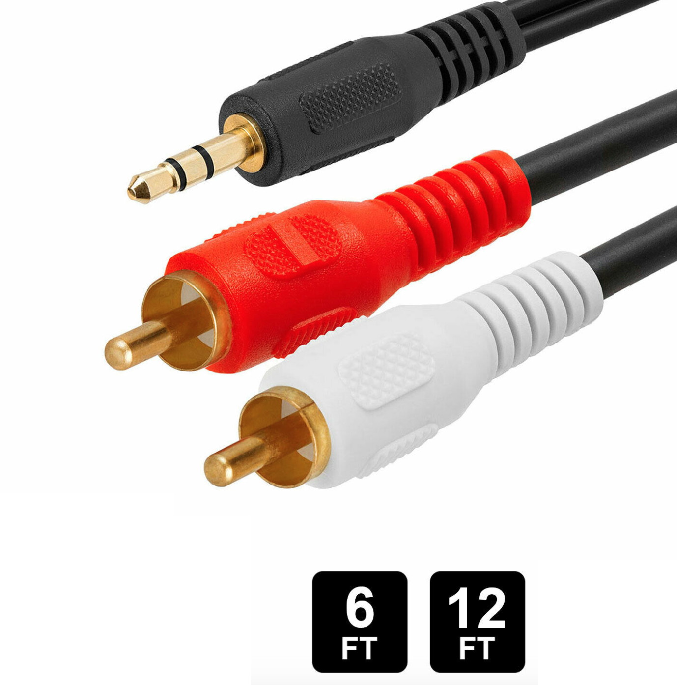 Comprehensive Cable MPS-2PP-10ST 10' Standard Series 3.5mm Stereo Mini Plug to 2 RCA Plugs Audio Cable
