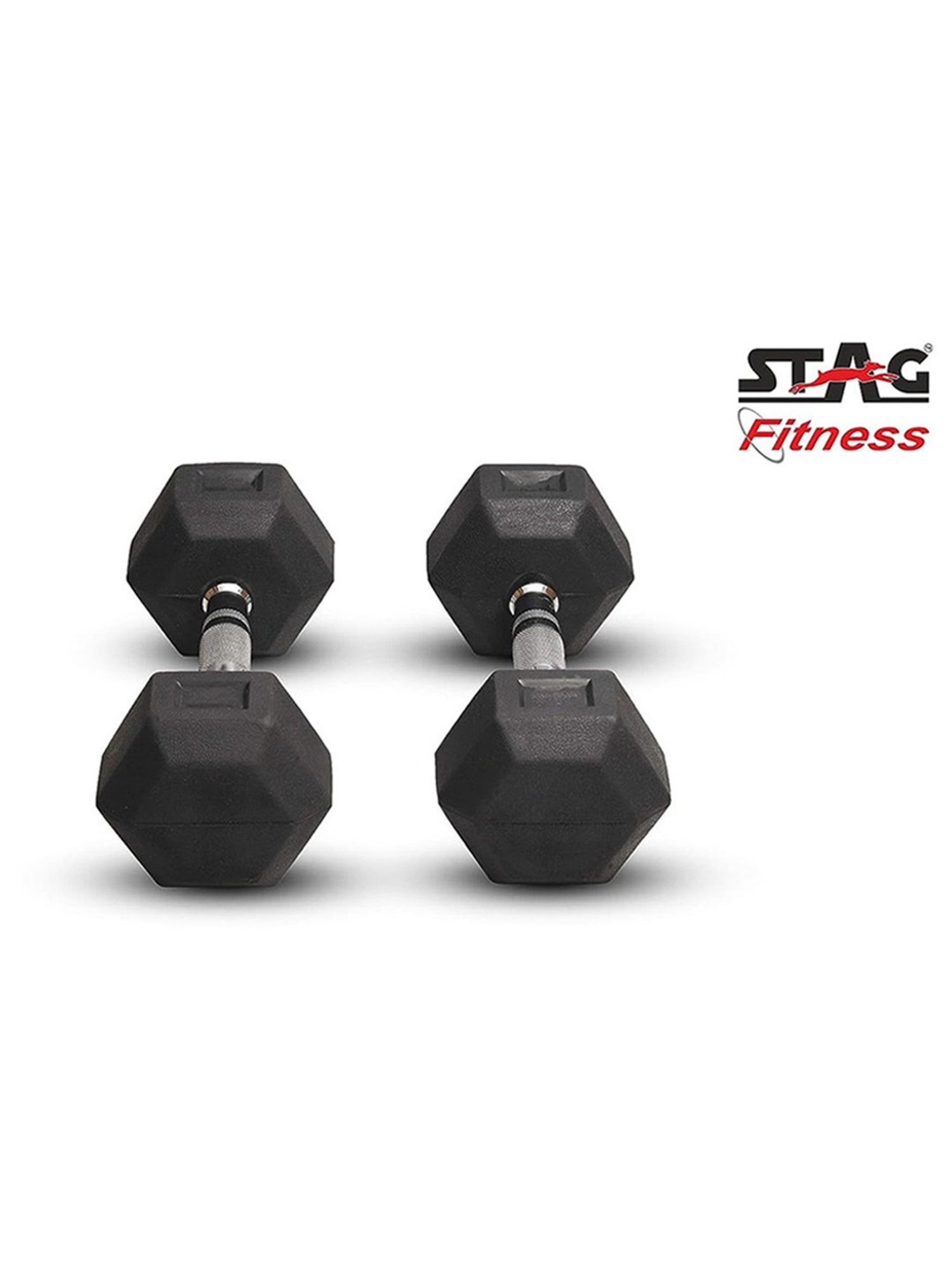 Stag Global Set of 2 Hexagonal Fixed Dumbbells (Black) Size - 10X30
