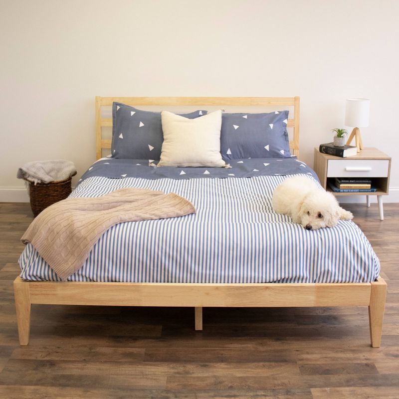 Queen Walker Wood Slat Low Profile Platform Bed Light Wood - Humble Crew