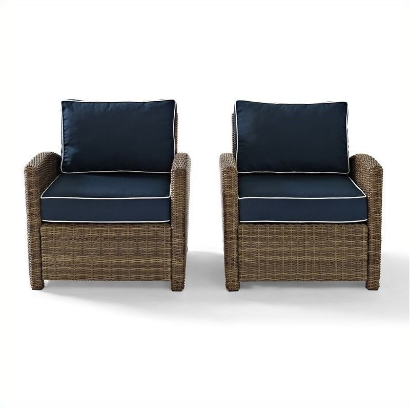 Steel 2 Piece Outdoor Wicker Seating Set in Brown-Pemberly Row