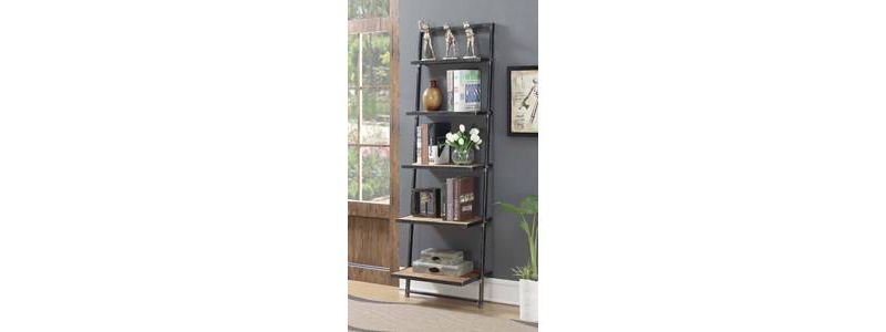72.25" Laredo 5 Tier Ladder Bookcase/shelf Natural/Antique Black - Breighton Home