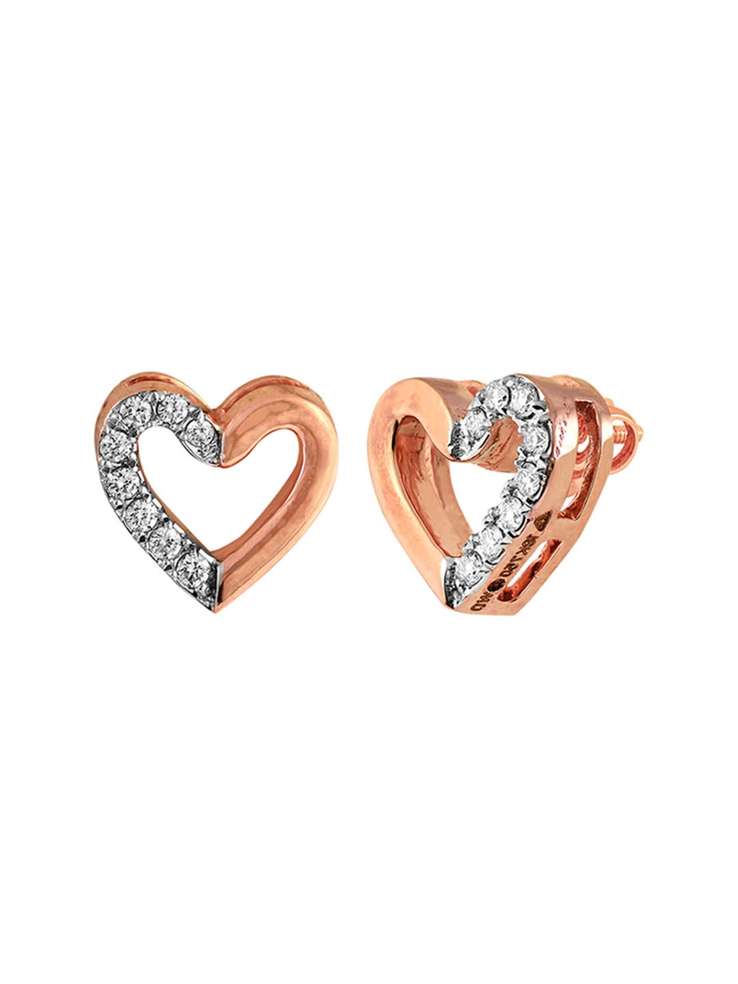 Waman Hari Pethe Jewellers 18k Rose Gold & Diamond Earrings