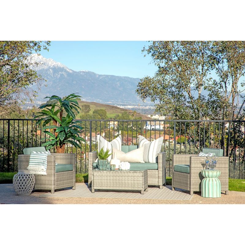 Alicia 4pc Outdoor Squared Wicker Sofa Set - Light Gray - Coaster