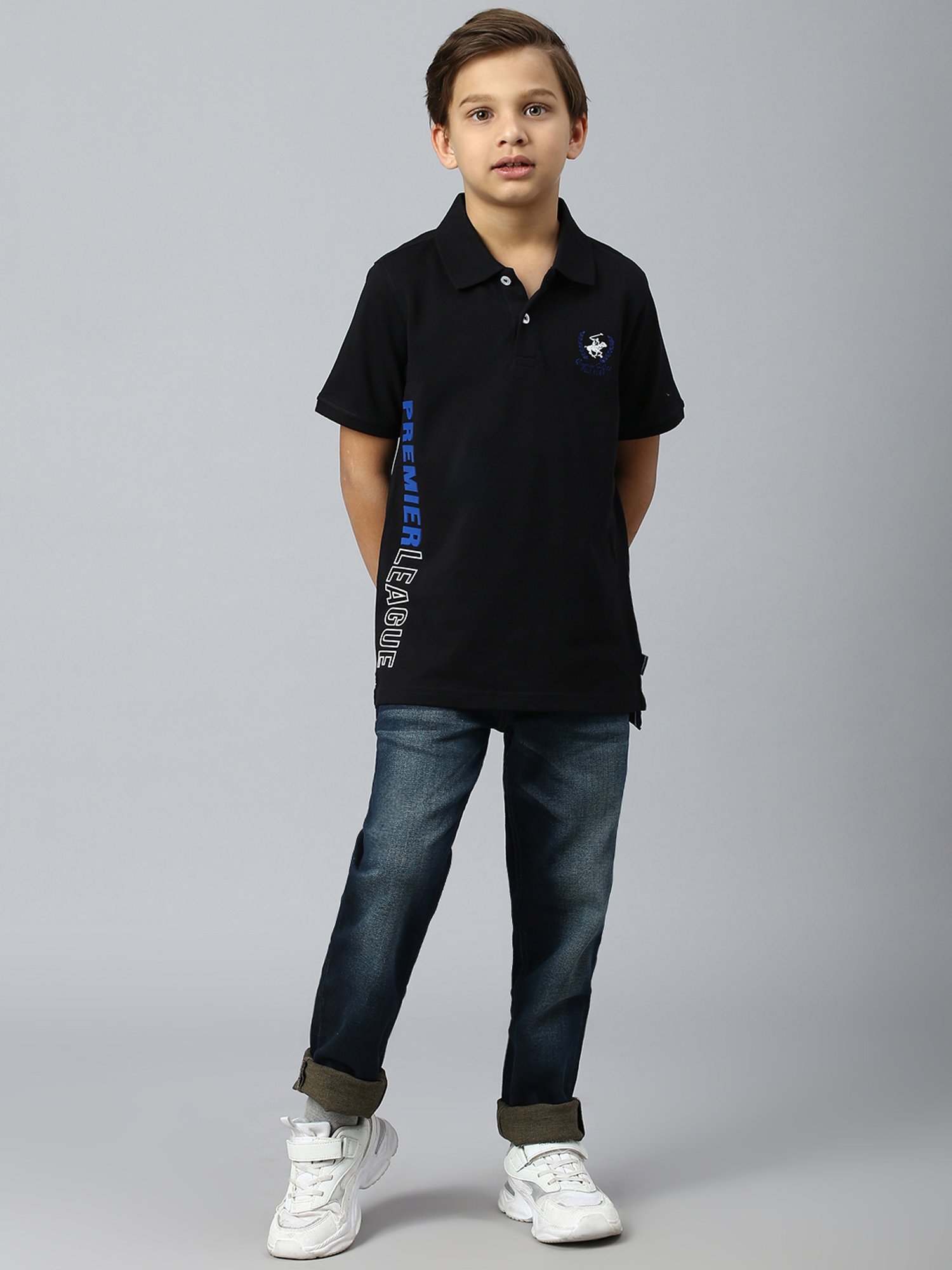 Beverly Hills Polo Club Kids Black Solid Polo T-Shirt