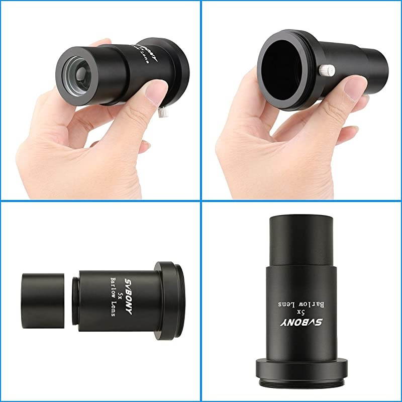 Barlow Lens 5X 125 inches Fully Multi Coated Metal Thread M42 for Astronomical Telescope Eyepiece Accept T Ring with 125 inches Interface