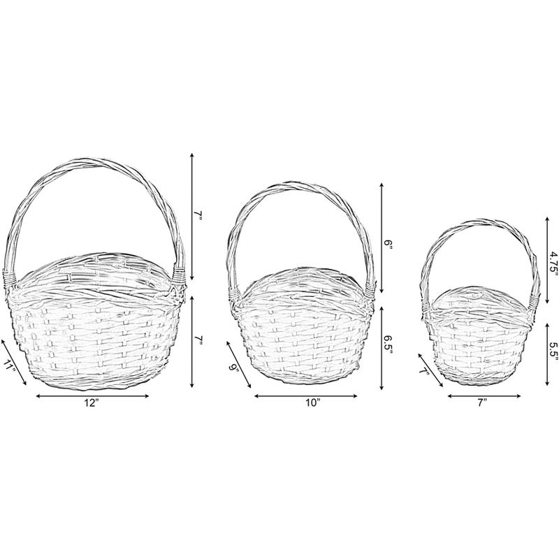 Vintiquewise Brown Boat Shaped Willow Bowl Baskets, Set of 3