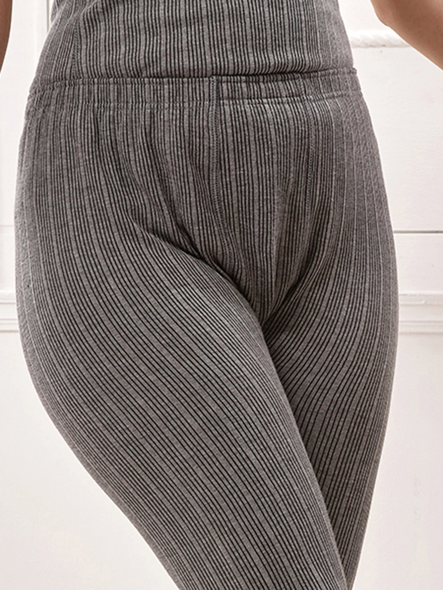LUX Inferno Grey Striped Thermal Leggings - Pack Of 2