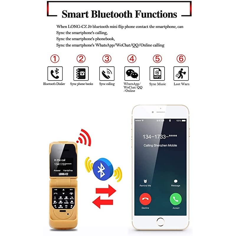 J9 World Mini Smallest Flip Mobile Phone Unlocked Black