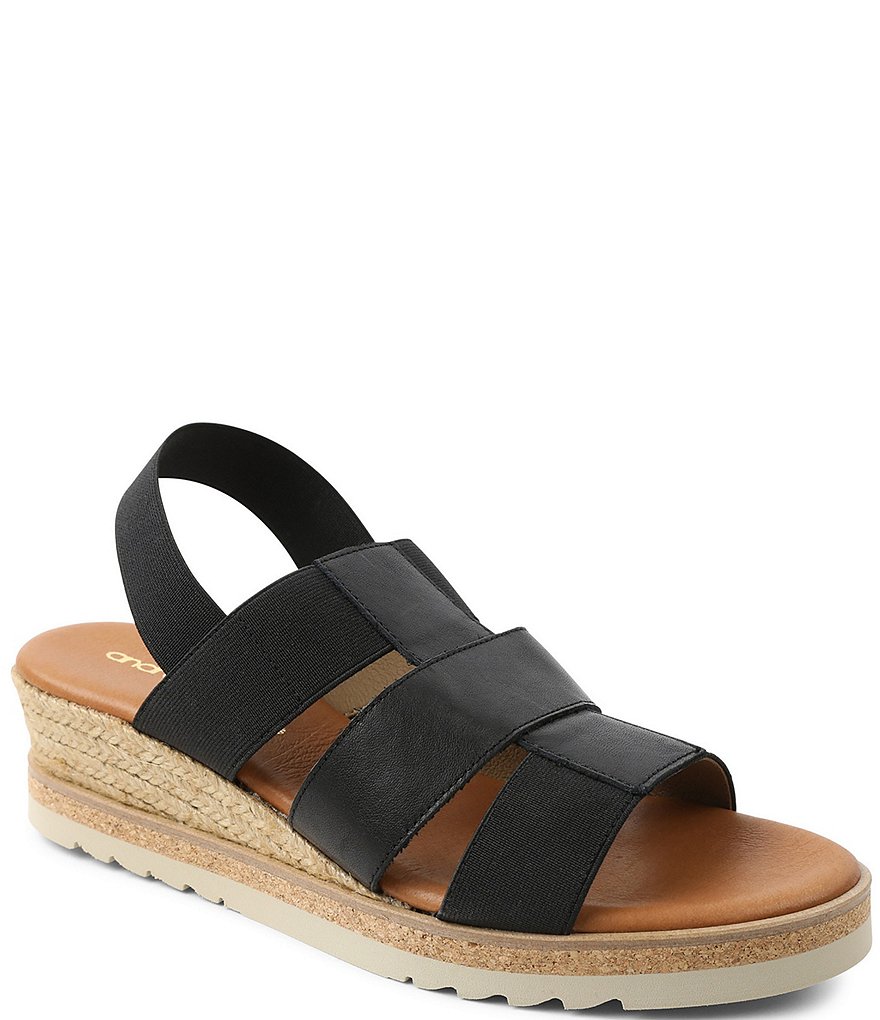 Andre Assous Prish Leather Platform Wedge Slingback Espadrille Sandals