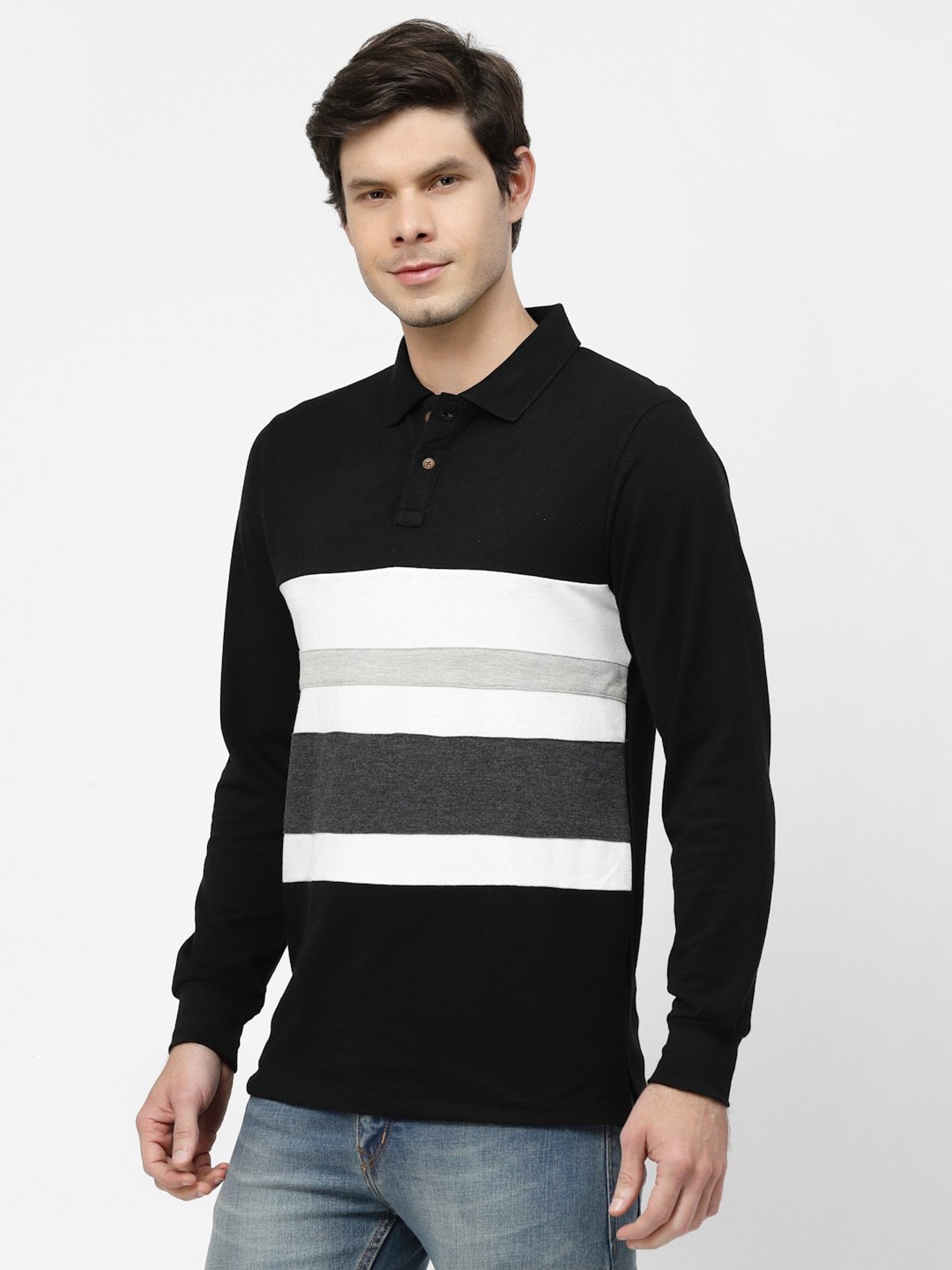 Kalt Black Regular Fit Polo T-Shirt