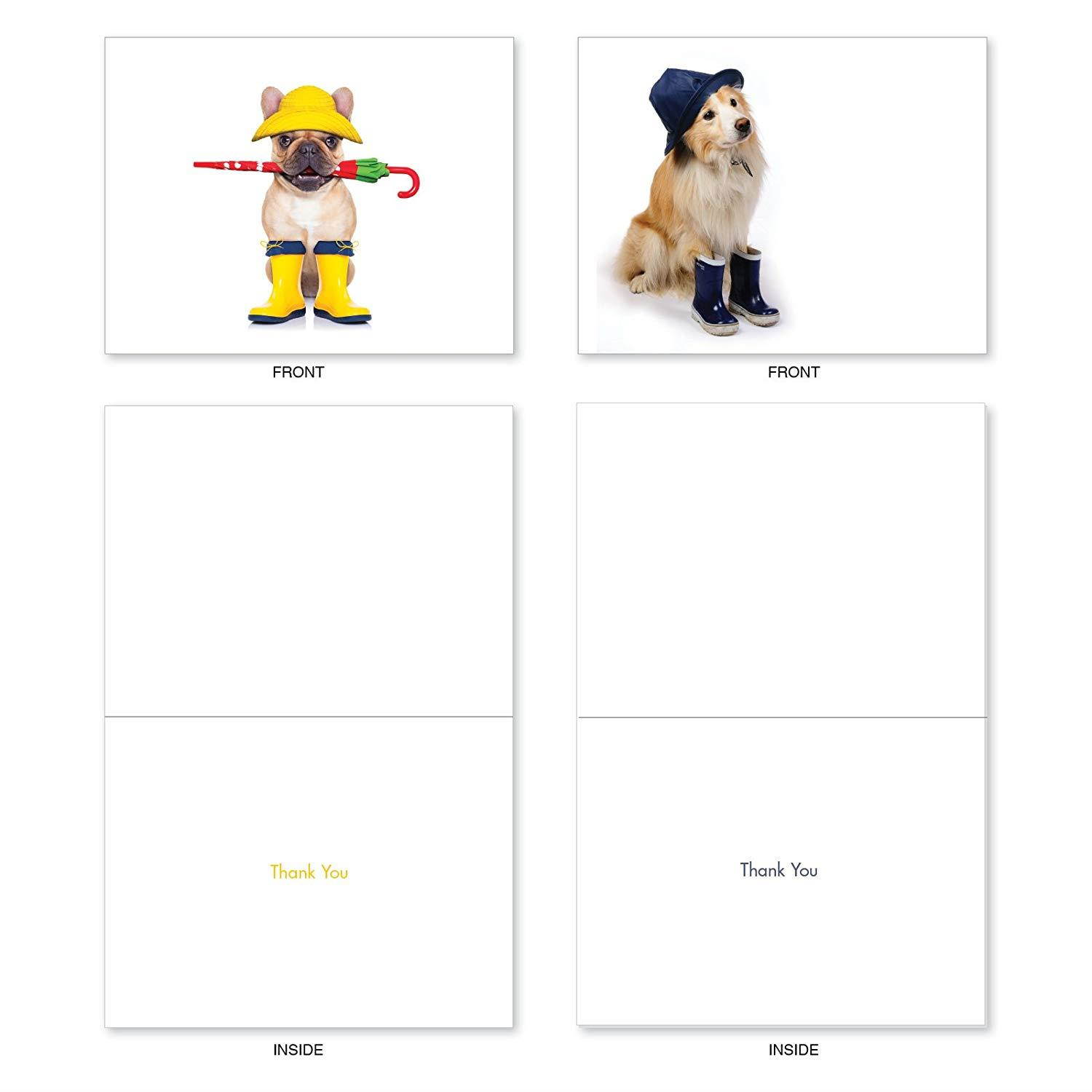 10 Adorable Puppy Thank You Note Cards with Envelopes (4" x 5 &frac14;") All-Occasion &lsquo;These Boots Are Made for Puppies&rsquo; - Boxed Dog Stationery Notecard Set #M2980TYG