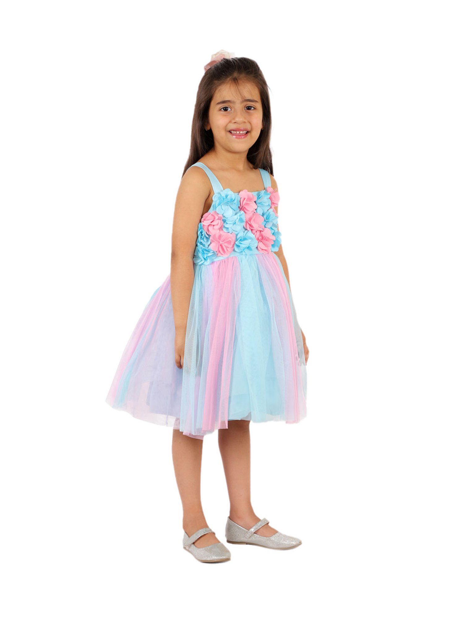 KidsDew Kids Blue & Pink Applique Dress
