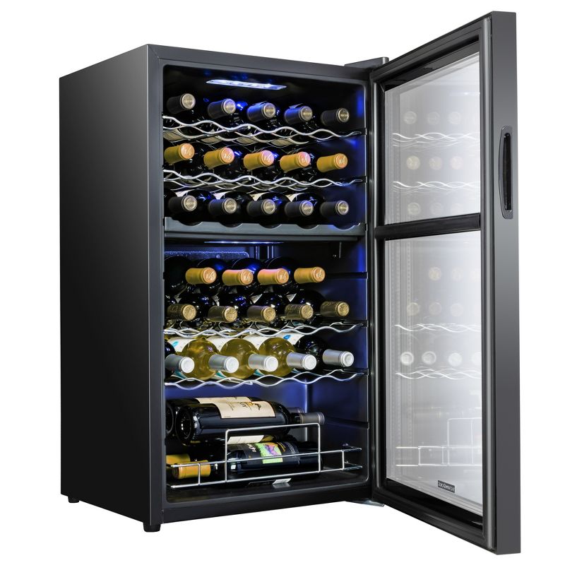 Schmecke 19.4 in. 33 Bottle Dual Zone Compressor Freestanding Wine and Beverage Cooler