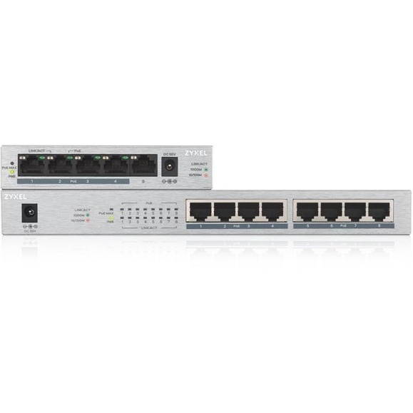 ZYXEL 8-Port GbE Unmanaged PoE Switch - 8 Ports - Manageable - 2 Layer Supported - Twisted Pair - -