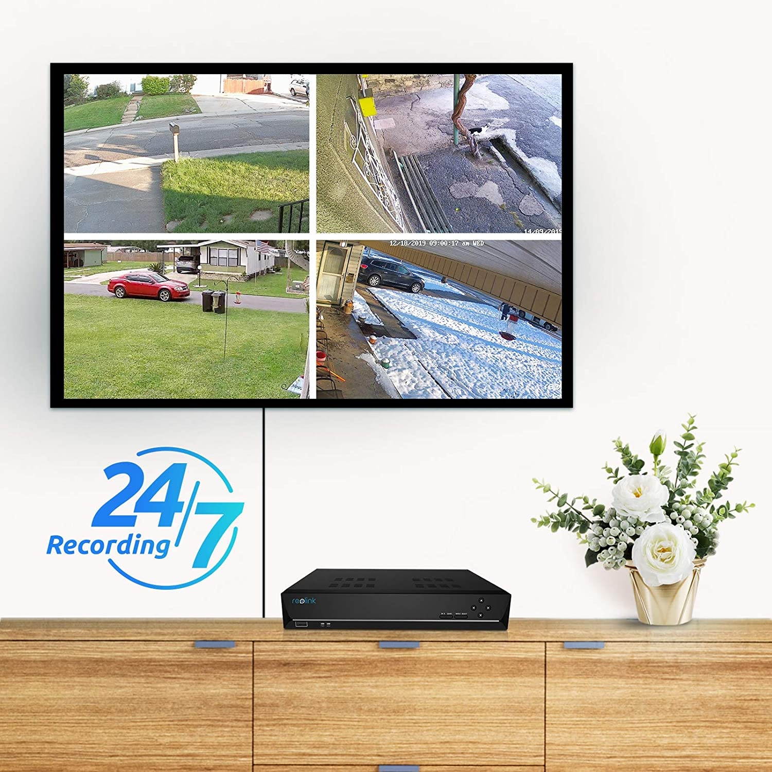 Reolink 4K PoE NVR 8 Channel Pre-Installed 2TB Hard Drive 4K/5MP/4MP/1080P HD 24/7 Surveillance Recording Home Security Camera System Video Recorder RLN8-410