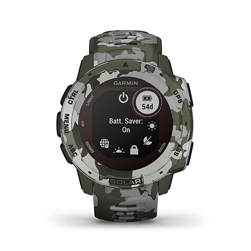 Garmin Instinct Solar Sportsman Camo Edition Premium GPS Smartwatch with Included  Power Bank Bundle (Lichen Camo)