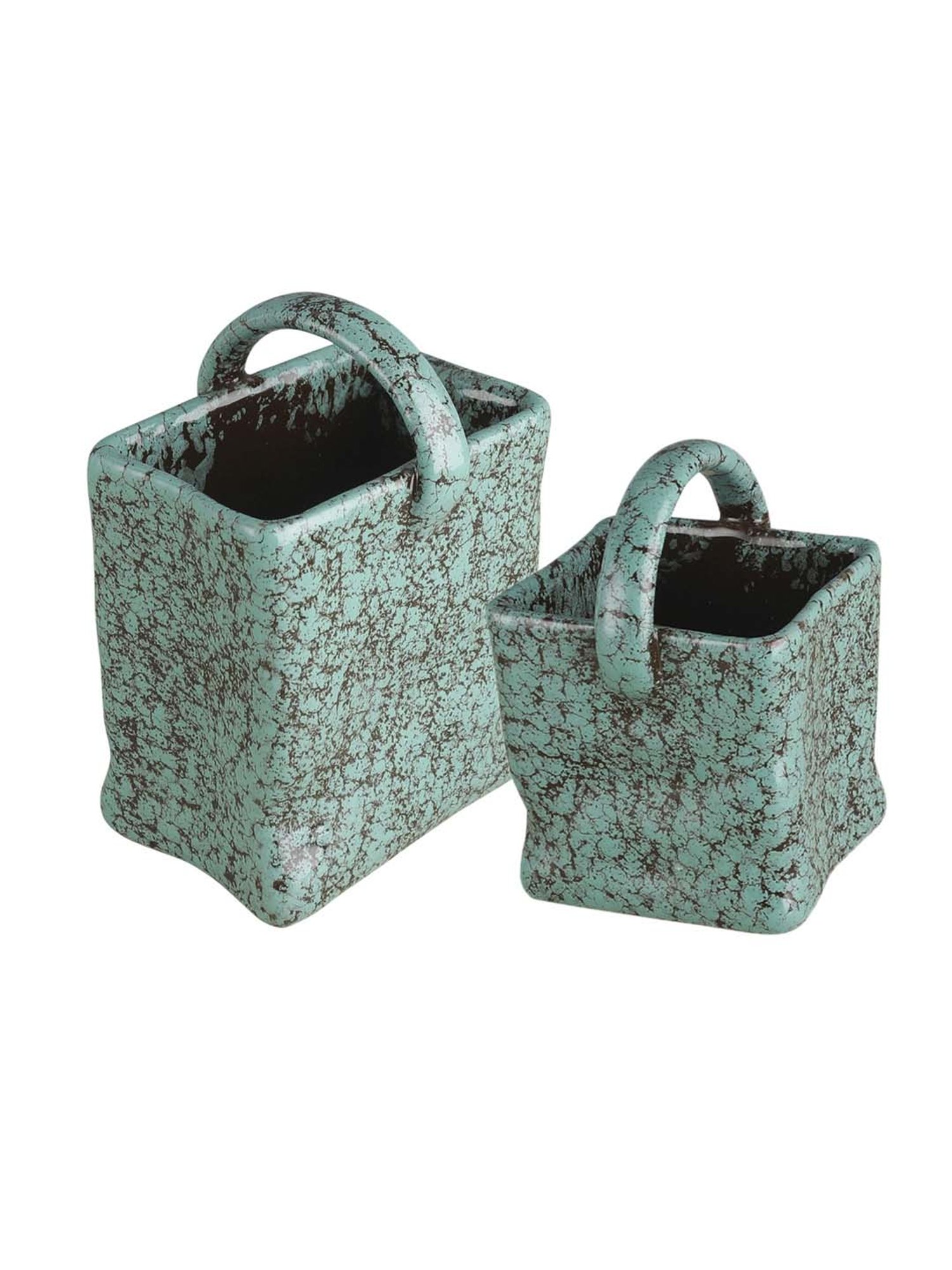 VarEesha Foliage Green Ceramic Cutlery Holders - Set of 2