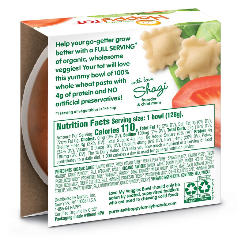HappyTot Organic Cheese & Spinach Ravioli with Marinara Sauce Baby Food - 4.5oz