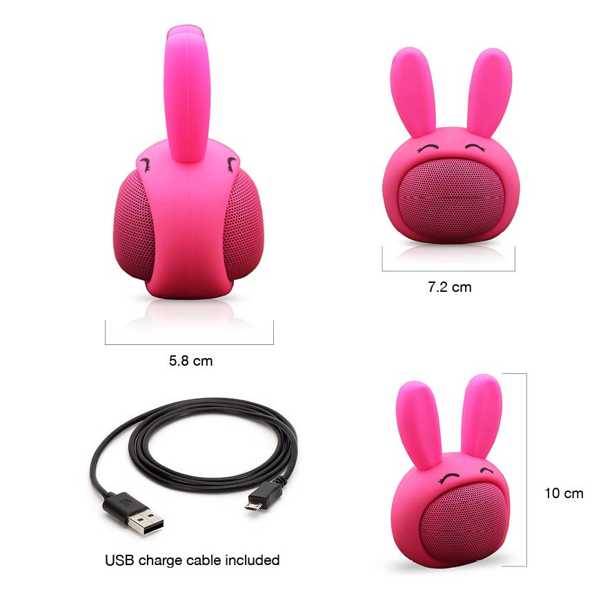 Compact iCute Bluetooth Wireless Speaker Pink Rabbit